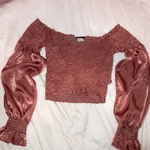 Used HMS Smocked Off Shoulder Crop Top